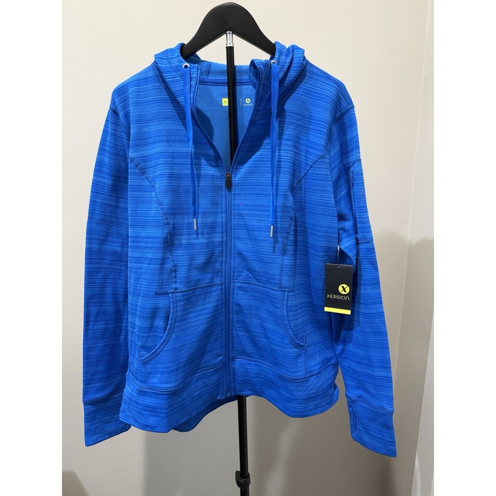 NWT Xersion Women's XL Full Zip Hoodie Blue Athletic Jacket Activewear New